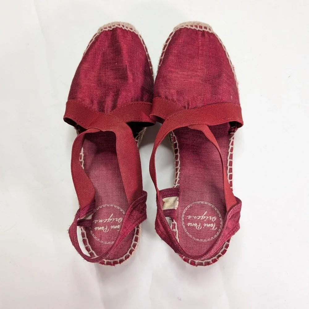 Toni Pons Origins Espadrilles Size 37 Burgundy Red Textile Wedge Sandals Spain